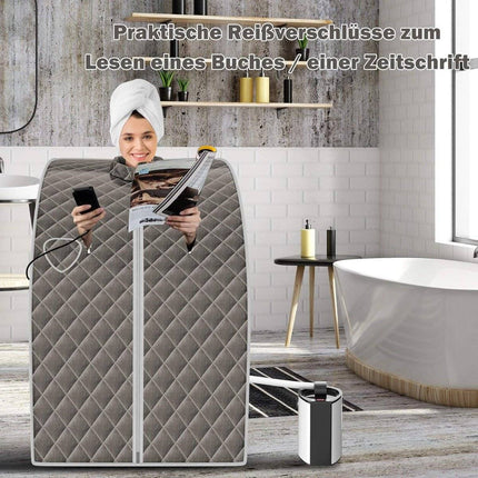 Tragbare Dampfsauna, 3L 1000W, 9 Temperatureinstellungen, Grau