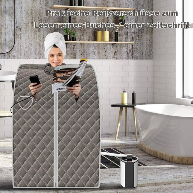 Portable Steam Sauna, 3L 1000W, 9 Temp Settings, Gray