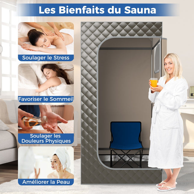 Portable Steam Sauna, 3L 1-Person, Chair, Foot Massager