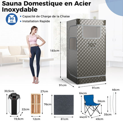 Přenosná parní sauna, 3 l pro 1 osobu, židle, masér nohou