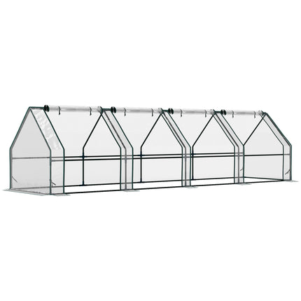 Portable Steel Greenhouse with Zipper Doors, 360x90x90 cm
