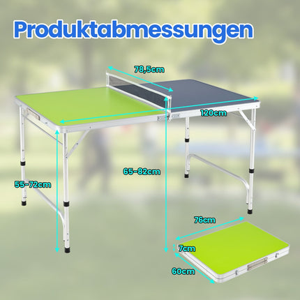 Tragbares Tischtennis-Set, 120 x 76 cm, höhenverstellbar
