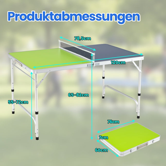 Tragbares Tischtennis-Set, 120 x 76 cm, höhenverstellbar