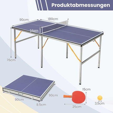 Portable Table Tennis Table Set with Net & 2 Rackets & 3 Balls Mini Table Tennis Table