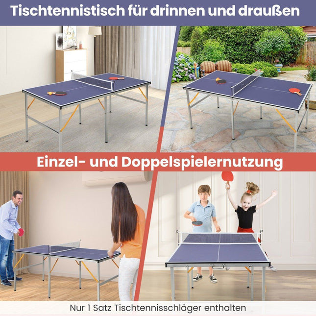 Tragbares Tischtennis-Tisch-Set mit Netz &amp; 2 Schlägern &amp; 3 Bällen Mini-Tischtennisplatte
