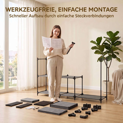 Portable Textile Wardrobe, Black, 182 x 43 x 182 cm