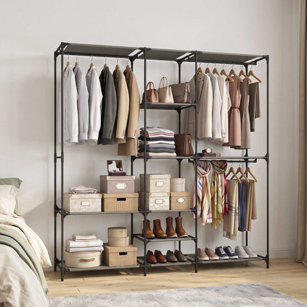 Portable Textile Wardrobe, Black, 182 x 43 x 182 cm
