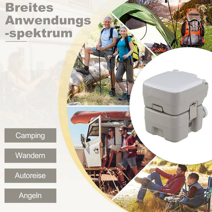 Tragbare Toilette mit 20L Abwassertank, Pumpe & Trichter, Grau