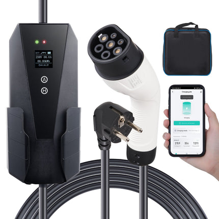 Portable Type 2 EV Charger 16A 3.7kW, 8.6m Cable