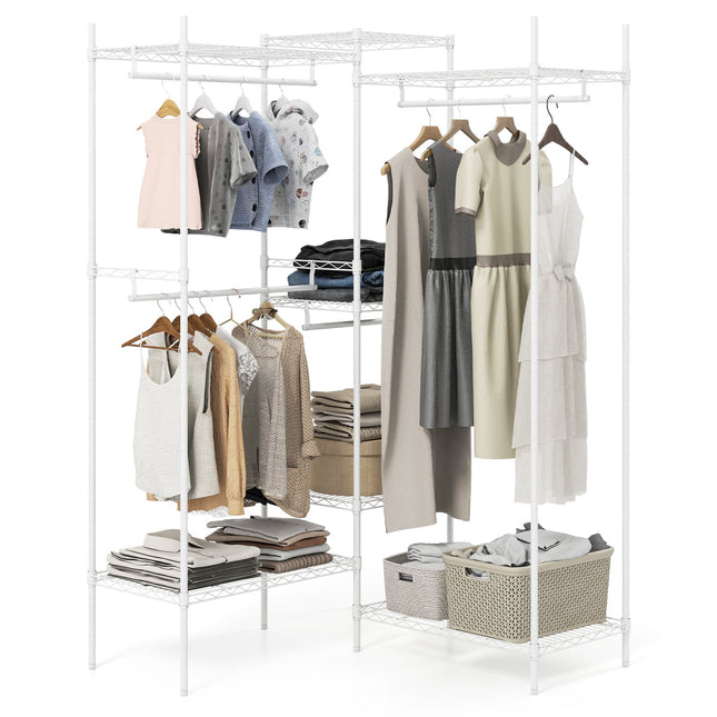 Tragbarer Kleiderschrank-Organizer, L-förmig & horizontal, Weiß