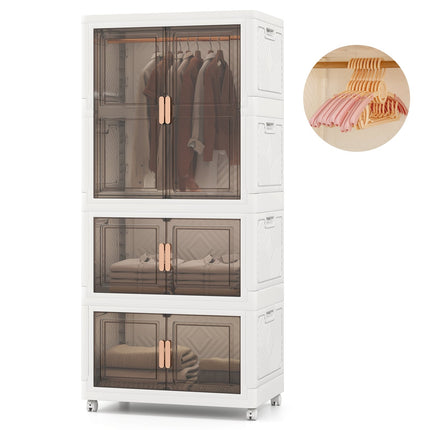 Tragbarer Kleiderschrank mit 10 Kleiderbügeln, 421L, Rollen, faltbar