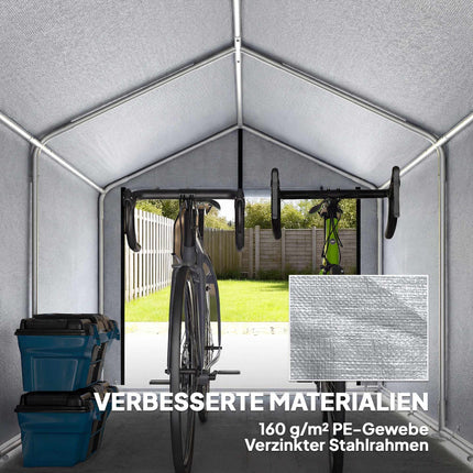 Portable Waterproof Storage Tent with Roll-Up Door, Light Grey