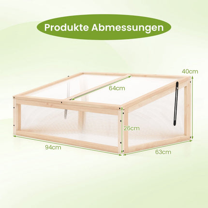 Tragbares Holzgewächshaus mit verstellbarem Dach, 94x63x40 cm