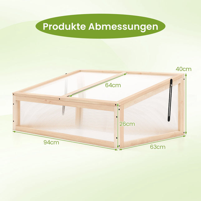 Tragbares Holz-Gewächshaus mit verstellbarem Dach, 94x63x40 cm