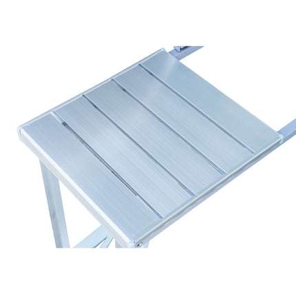 Tragbarer Klapptisch aus Aluminium mit Sitzen, Silber, 85x68 cm