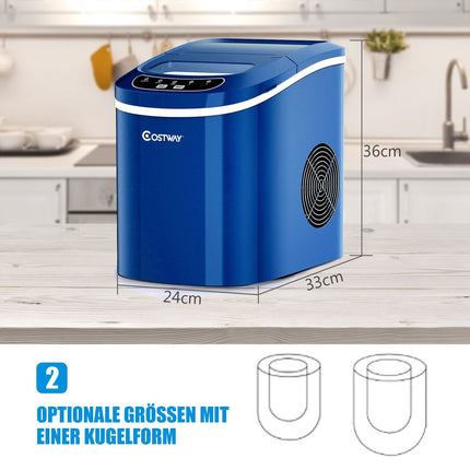 Machine à glaçons portable avec réservoir d'eau de 2,2 L machine à glaçons 24 x 33 x 36 cm bleu