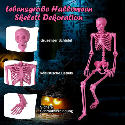 Gelenk-Skelett Halloween Deko, rosa, 160 cm