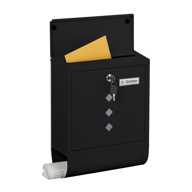 Briefkasten mit Zeitungsfach – Mattes Metall-Finish