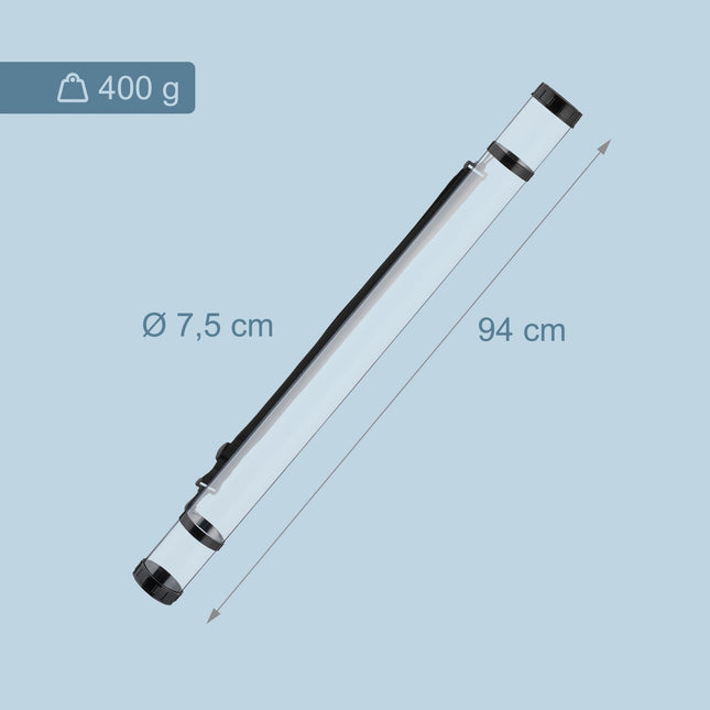 Plakatrolle für sicheren Transport, transparent, verstellbarer Riemen