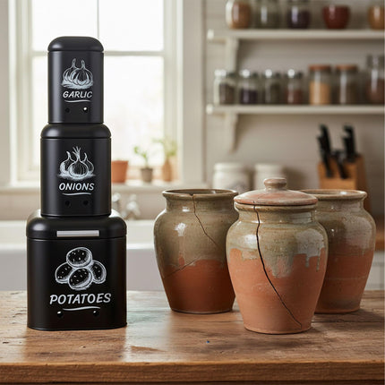 Potato, Onion, Garlic Storage Box Set – Ventilated