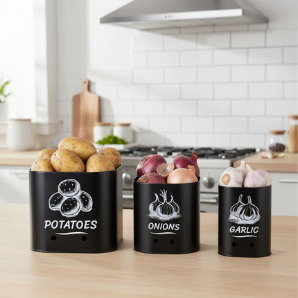 Potato, Onion, Garlic Storage Box Set – Ventilated