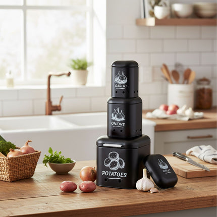 Potato, Onion, Garlic Storage Box Set – Ventilated
