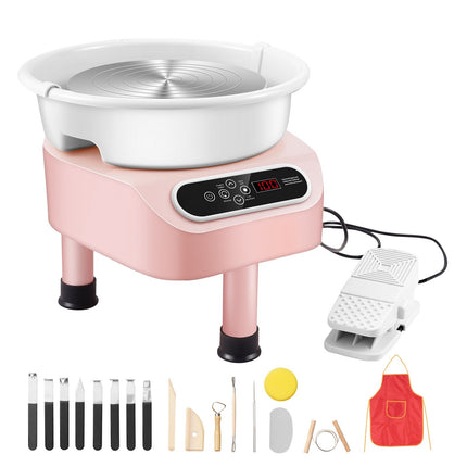 Pottery Wheel, 10-Inch 350W, Foot Pedal, LCD