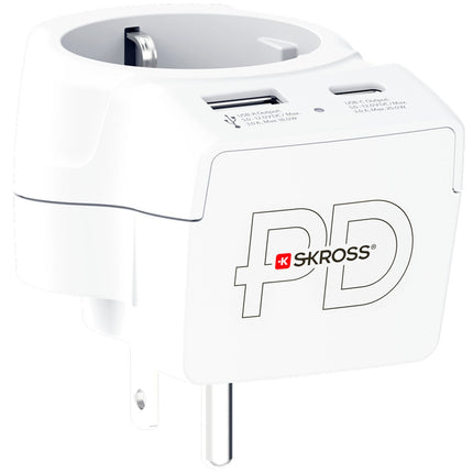 Netzteil EU auf US, USB-A/USB-C, 20W PD geerdet