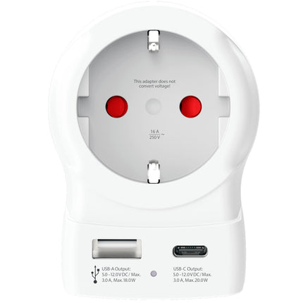 Netzteil EU auf US, USB-A/USB-C, 20W PD geerdet