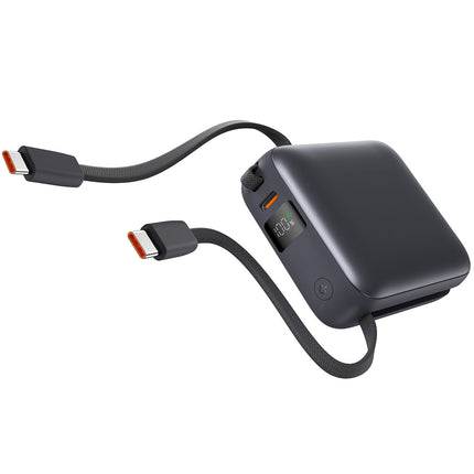 Power Bank 10000mAh 22.5W PD, Dual USB-C Cables, Black