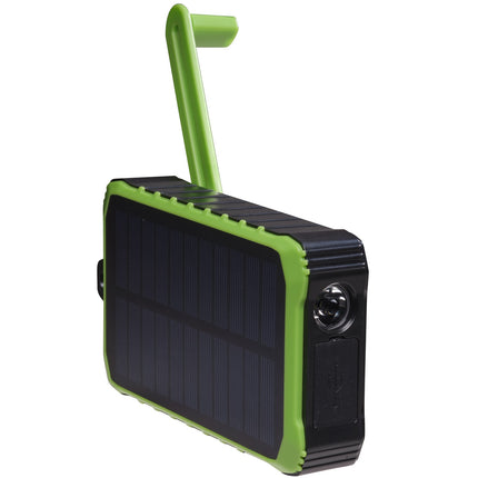 Powerbanka 10,000 mAh solární článek s klikou černá/zelená