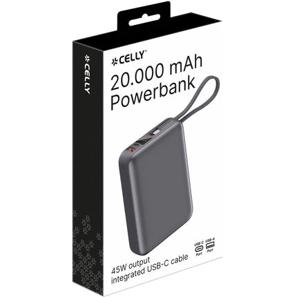 Powerbank 20000mAh 45W PD, integriertes USB-C Kabel