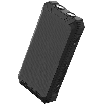 Powerbank 20.000 mAh Solarzelle 4 Kabel + kabelloses Laden Schwarz