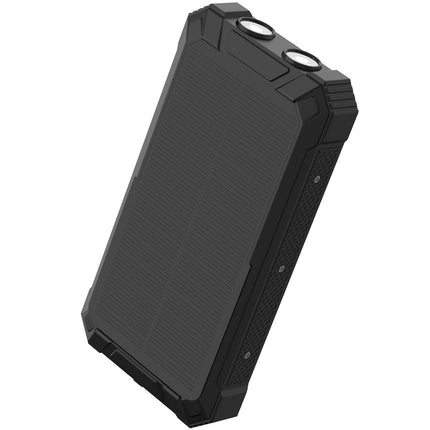 Powerbank 20.000 mAh Solarzelle 4 Kabel + kabelloses Laden Schwarz