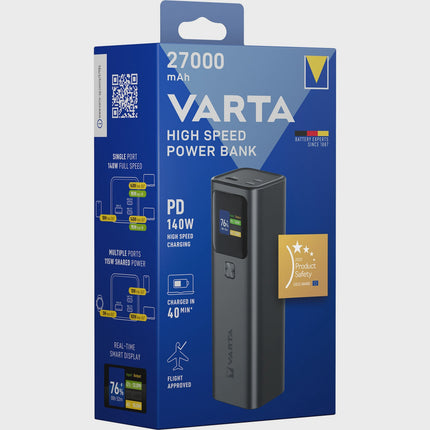 Power Bank 27000mAh, 140W Fast Charge, Black