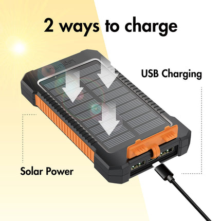 PowerBank 6.000 mAh 10W Solarzelle Schwarz/Orange