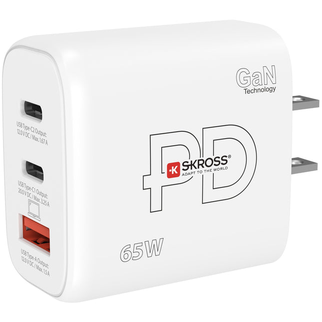 Ladegerät USA/Japan usw. 2xUSB-C PD + 1xUSB-A GaN 65W