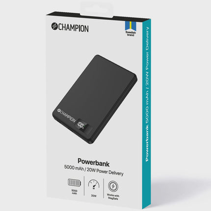 Powerbank 5000 mAh, MagSafe-kompatibel, 20 W PD, Schwarz