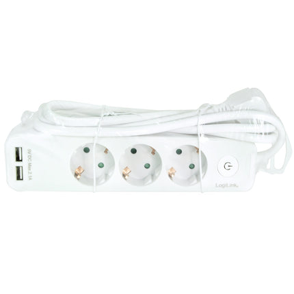 Steckdose 3-fach + 2 USB mit Schalter 1,5m Weiß