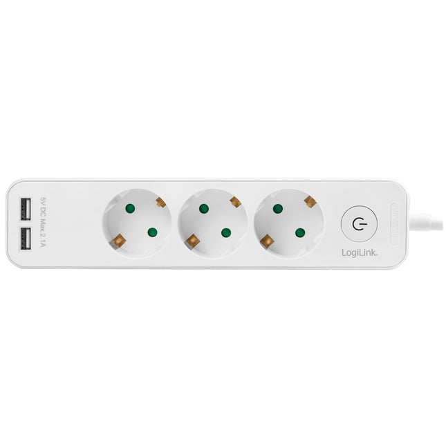 Rozbočka 3 zásuvky + 2 USB s vypínačem 1.5m bílá