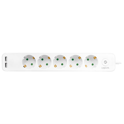 Power outlet 5-way + 2 USB with switch 1.5m White