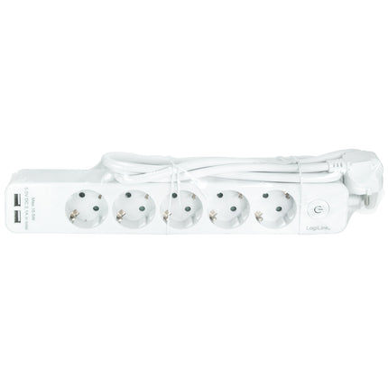 Power outlet 5-way + 2 USB with switch 1.5m White
