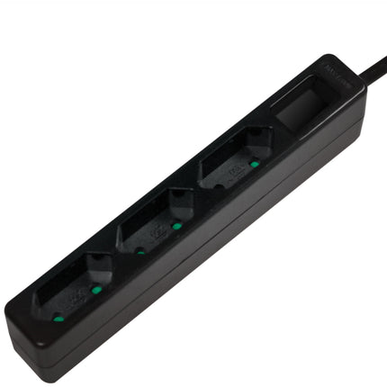 Steckdose Slim Euro 3-fach 1,5m Schwarz
