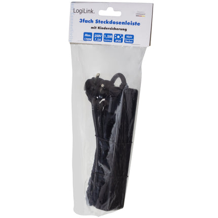 Steckdose Slim Euro 3-fach 1,5m Schwarz