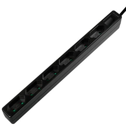 Steckdose Slim Euro 6-fach 1,5m Schwarz