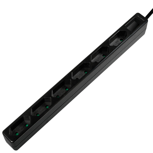 Power outlet Slim Euro 6-way 1.5m Black