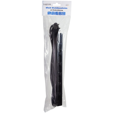 Steckdose Slim Euro 6-fach 1,5m Schwarz