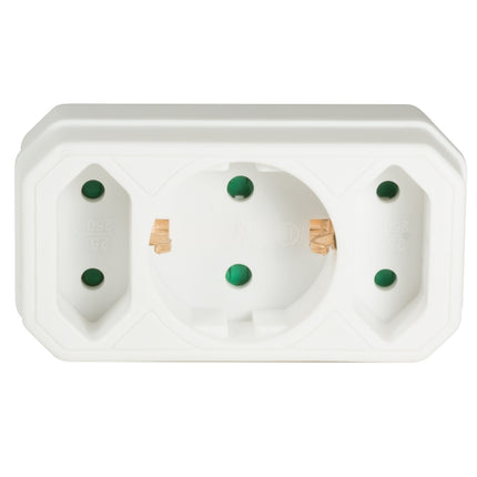 Steckdose mit 2 Euro- und 1 Schuko-Steckdose Weiß