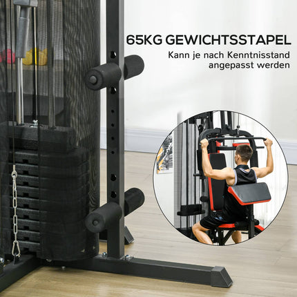 Multifunktionale Heim-Kraftstation mit Gewichten, schwarz