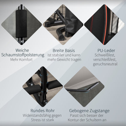 Station de musculation, station de fitness multifonctionnelle avec barre de traction et barre papillon, banc de musculation, presse pectorale, curleur, appareil de fitness avec blocs de poids de 45 kg pour la maison, noir